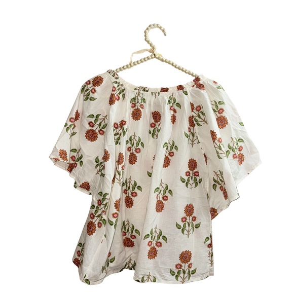 Old Navy White Floral Off-Shoulder Tassel Flowy Top - Size Large - Picture 8 of 8